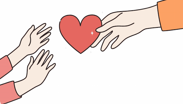 Ręka dorosłego przekazująca serce dłonią dziecięcym